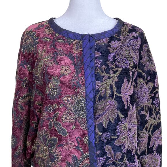 Mary Lynn O'Shea Sz M Art To Wear Handmade Floral Woven Tapestry Jacket Blazer - Picture 2 of 16